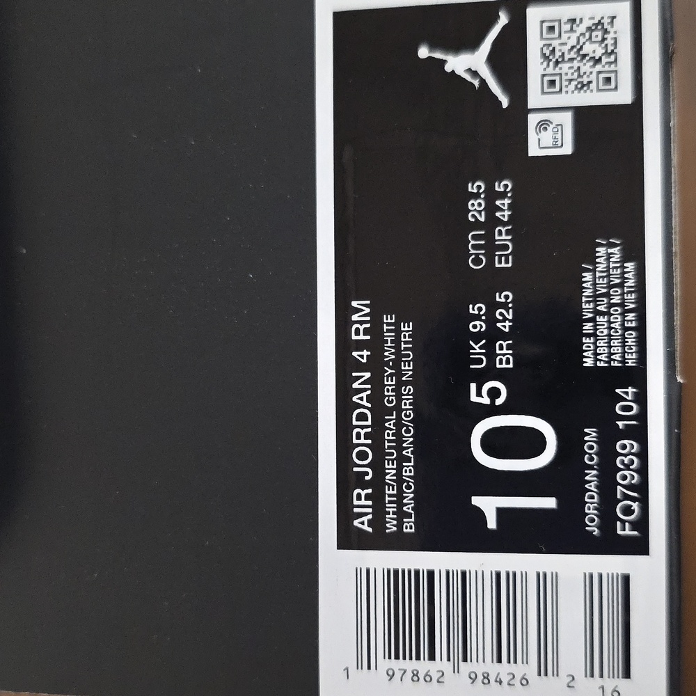 Nike Air Jordan 4 RM Men's Size 10.5 In White/Gray/Blue NIB FQ7939 104 - Picture 10 of 10
